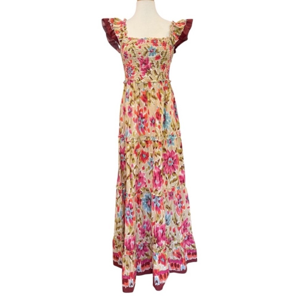 House of Harlow 1960 Floral Maxi Dress in Pink, Blue, Gold